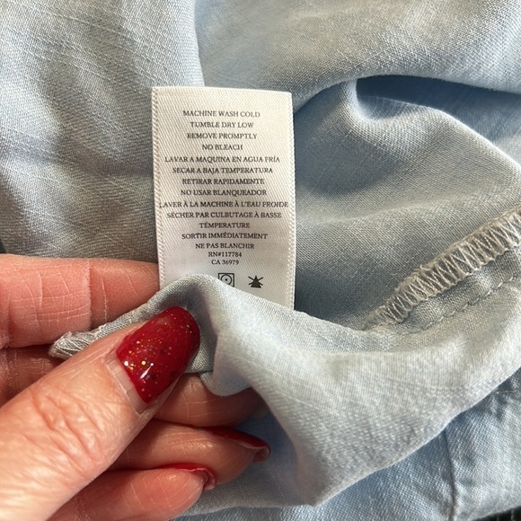 RAILS Chambray V Neck Sleeveless Racerback Tie Waist Dress Sz S - Picture 12 of 12